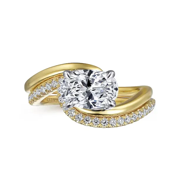 Delphi - 14K White-Yellow Gold Bypass Oval Diamond Engagement Ring Image 2 Mees Jewelry Chillicothe, OH