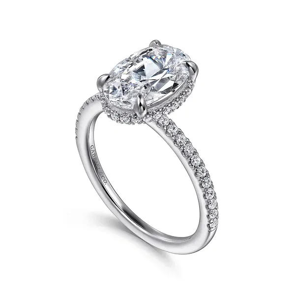 Allesia - 14K White Gold Oval Cut Hidden Halo Diamond Engagement Ring Image 3 Mees Jewelry Chillicothe, OH