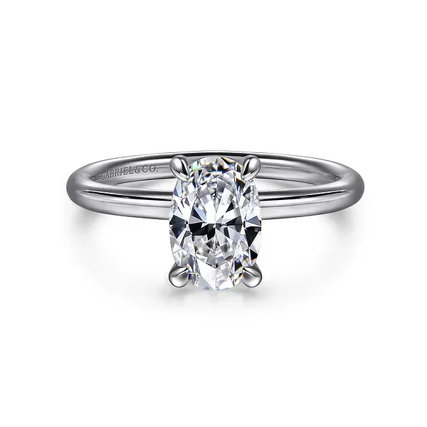 Tiana- 14K White Gold Oval Plain Head Mees Jewelry Chillicothe, OH