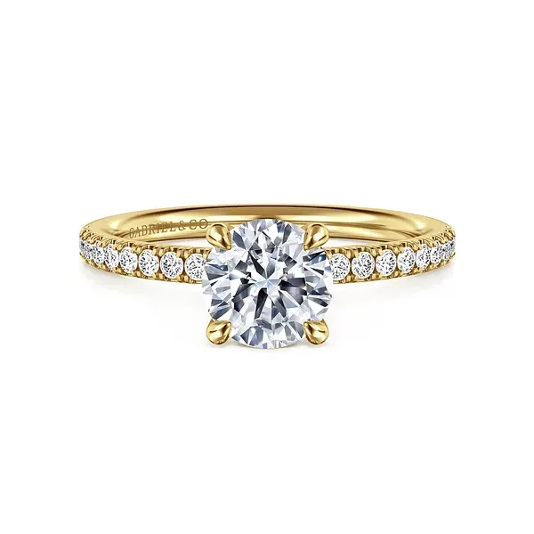 Twain - 14K Yellow Gold Round Plain Head Mees Jewelry Chillicothe, OH