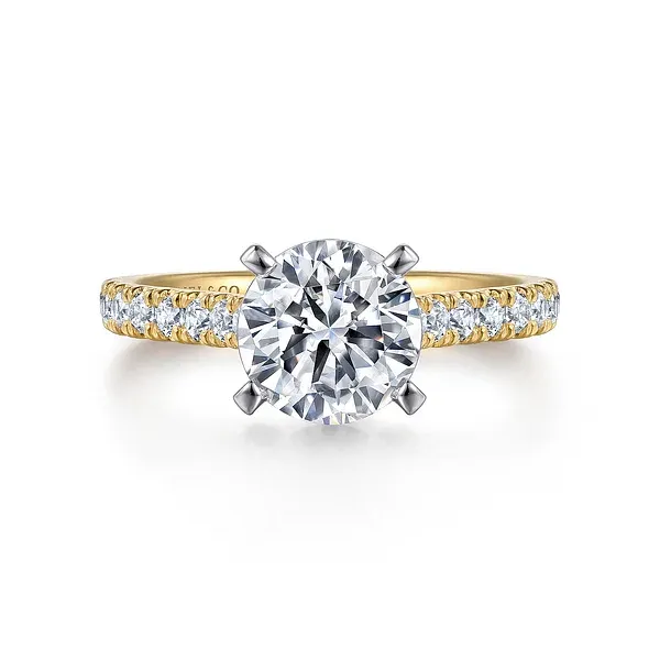 Erica - 14K White-Yellow Gold Round Diamond Engagement Ring Mees Jewelry Chillicothe, OH
