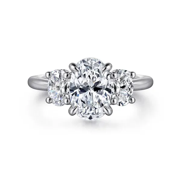Charisa - 14K White Gold Oval Three Stone Diamond Engagement Ring Mees Jewelry Chillicothe, OH