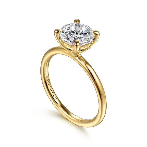 Tiana- 14K Yellow Gold Round Plain Head and 1 7mm Plain Shank Image 2 Mees Jewelry Chillicothe, OH