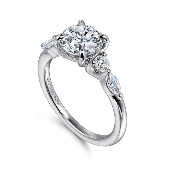 Cian - 14K White Gold Round Five Stone Diamond Engagement Ring Image 3 Mees Jewelry Chillicothe, OH