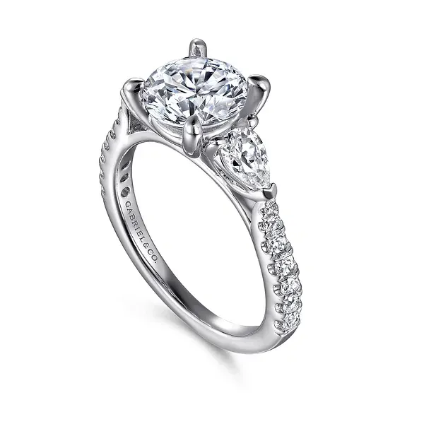 Abina - 14K White Gold Round Three Stone Diamond Engagement Ring Image 3 Mees Jewelry Chillicothe, OH
