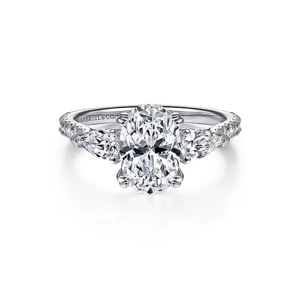 Sookie - 14K White Gold Oval Three Stone Diamond Engagement Ring Mees Jewelry Chillicothe, OH