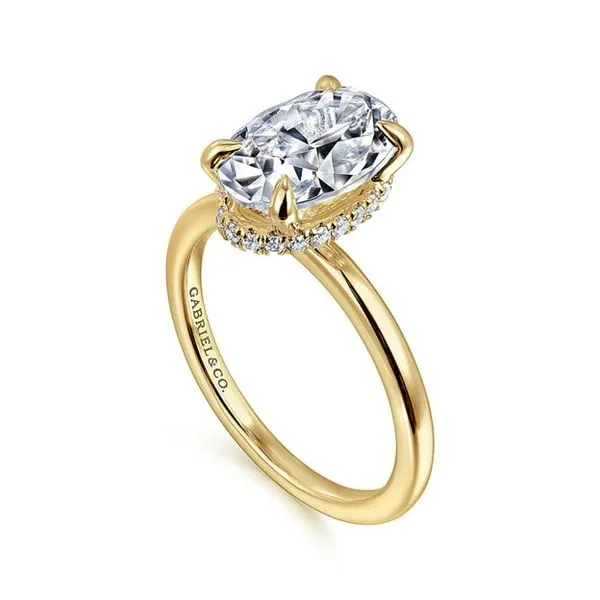 14K Yellow Gold Oval Hidden Halo Diamond Engagement Ring Mees Jewelry Chillicothe, OH