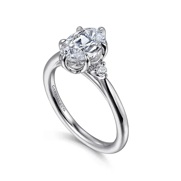Blaise - 14K White Gold Oval Three Stone Diamond Engagement Ring Image 3 Mees Jewelry Chillicothe, OH