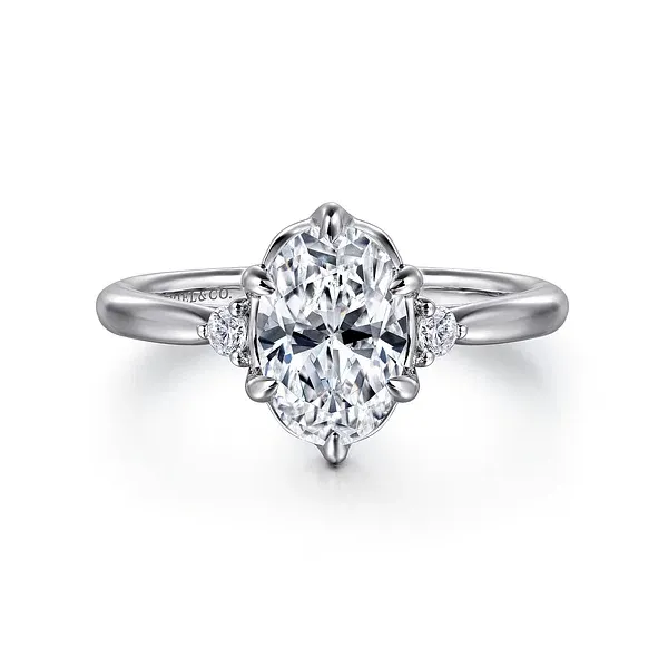 Blaise - 14K White Gold Oval Three Stone Diamond Engagement Ring Mees Jewelry Chillicothe, OH