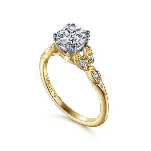 Celia - 14K White-Yellow Gold Round Diamond Engagement Ring Image 2 Mees Jewelry Chillicothe, OH