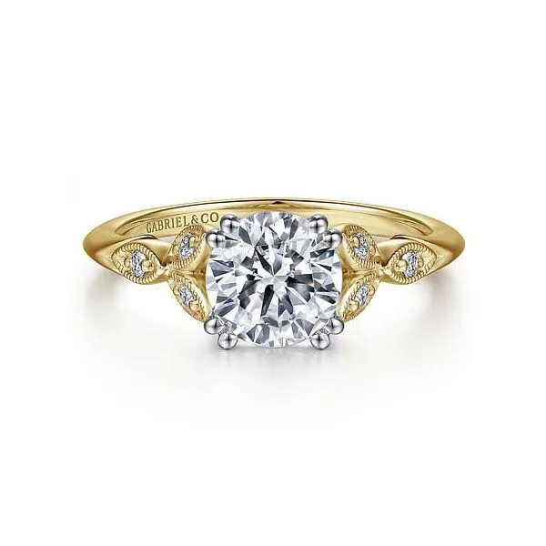 Celia - 14K White-Yellow Gold Round Diamond Engagement Ring Mees Jewelry Chillicothe, OH
