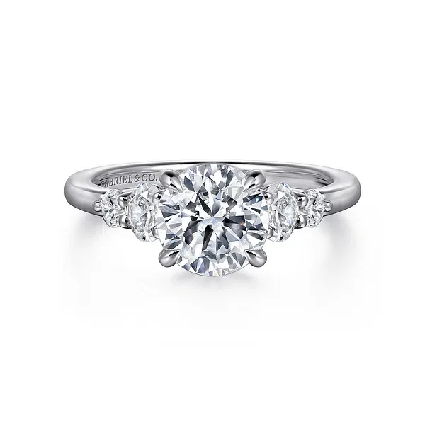 Wave - 14K White Gold Round Diamond Engagement Ring Mees Jewelry Chillicothe, OH