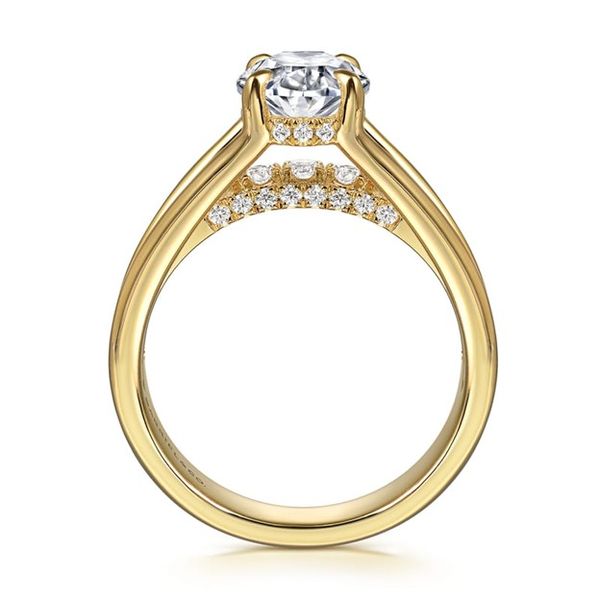 Faith - 14K Yellow Gold Split Shank Oval Diamond Engagement Ring Image 2 Mees Jewelry Chillicothe, OH
