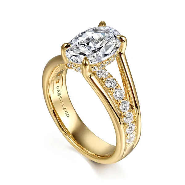 Faith - 14K Yellow Gold Split Shank Oval Diamond Engagement Ring Image 3 Mees Jewelry Chillicothe, OH