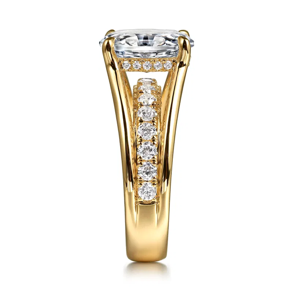 Faith - 14K Yellow Gold Split Shank Oval Diamond Engagement Ring Image 4 Mees Jewelry Chillicothe, OH