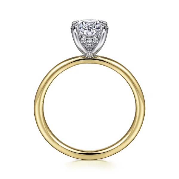Cari - 14K White-Yellow Gold Hidden Halo Oval Diamond Engagement Ring Image 2 Mees Jewelry Chillicothe, OH