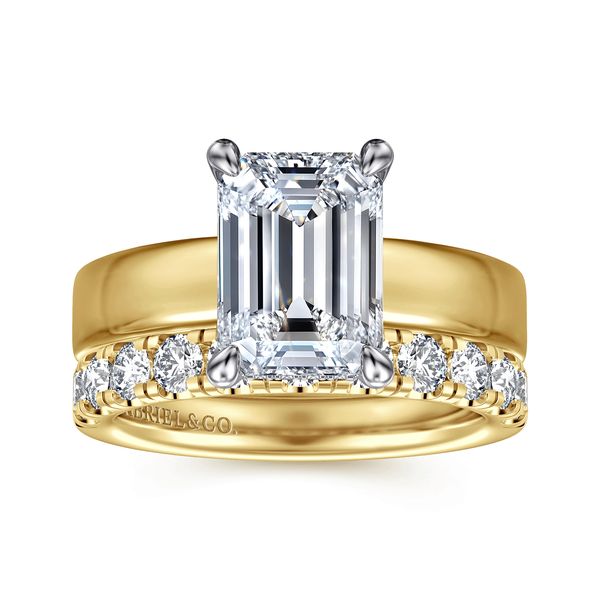 Argentina - 14K White-Yellow Gold Emerald Cut Solitaire Diamond Engagement Ring Image 4 Mees Jewelry Chillicothe, OH