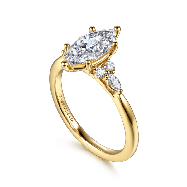 Arletta - 14K Yellow Gold 6 Prong Marquise Shape Diamond Engagement Ring Image 3 Mees Jewelry Chillicothe, OH