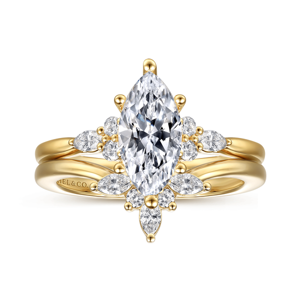 Arletta - 14K Yellow Gold 6 Prong Marquise Shape Diamond Engagement Ring Image 4 Mees Jewelry Chillicothe, OH