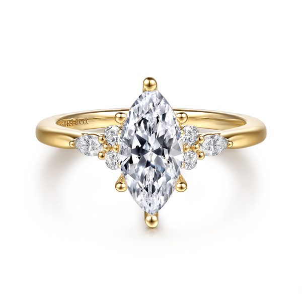 Arletta - 14K Yellow Gold 6 Prong Marquise Shape Diamond Engagement Ring Mees Jewelry Chillicothe, OH