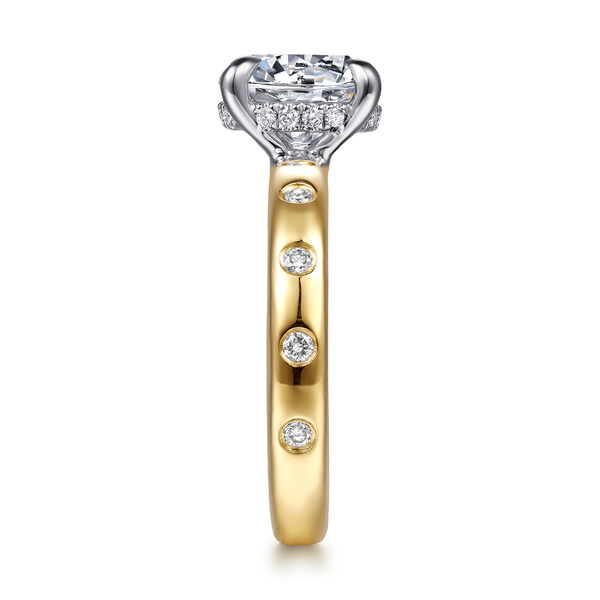 Cabata - 14K White-Yellow Gold Round Diamond Engagement Ring Image 5 Mees Jewelry Chillicothe, OH