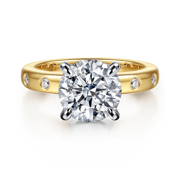 Cabata - 14K White-Yellow Gold Round Diamond Engagement Ring Mees Jewelry Chillicothe, OH