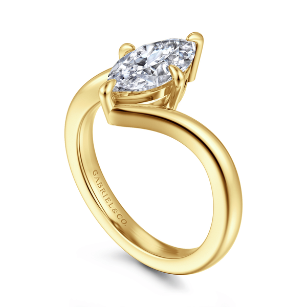 Rosette - 14K Yellow Gold Compass Prong Bypass Marquise Shape Diamond Engagement Ring Image 3 Mees Jewelry Chillicothe, OH