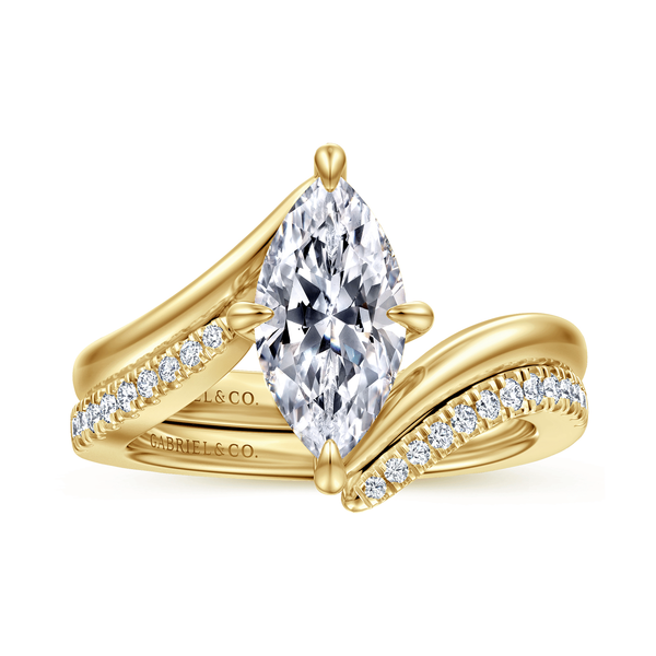 Rosette - 14K Yellow Gold Compass Prong Bypass Marquise Shape Diamond Engagement Ring Image 4 Mees Jewelry Chillicothe, OH