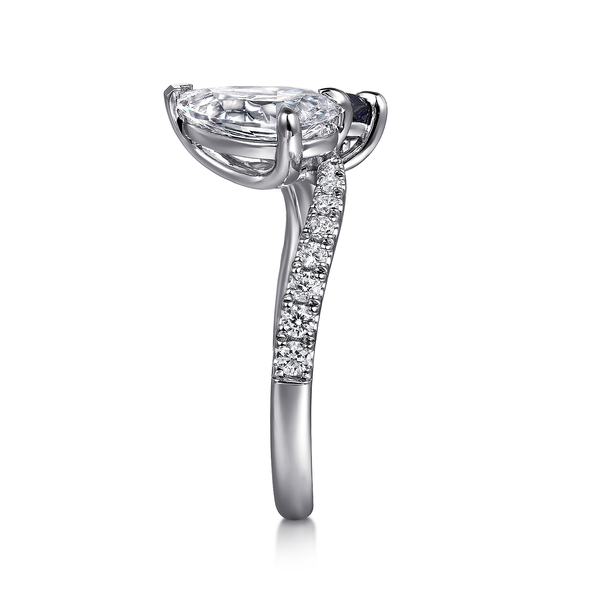 Chessie - 14K White Gold Toi et Moi Pear Shape Sapphire and Diamond Engagement Ring Image 5 Mees Jewelry Chillicothe, OH
