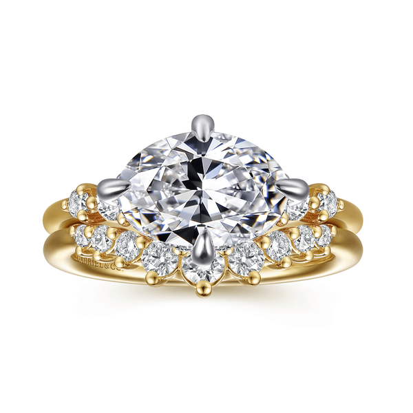 Devoted - 14K White-Yellow Gold Compass Prong Oval Diamond Engagement Ring Image 4 Mees Jewelry Chillicothe, OH