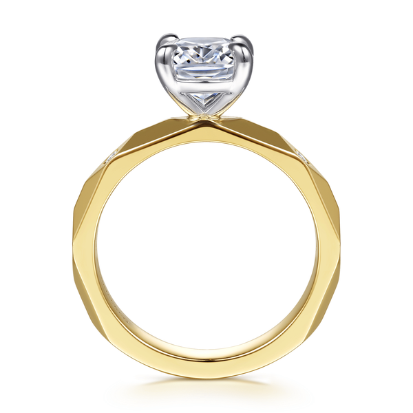 Deya - 14K White-Yellow Gold Elongated Cushion Diamond Engagement Ring Image 2 Mees Jewelry Chillicothe, OH