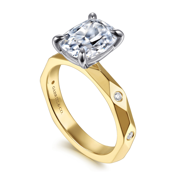 Deya - 14K White-Yellow Gold Elongated Cushion Diamond Engagement Ring Image 3 Mees Jewelry Chillicothe, OH