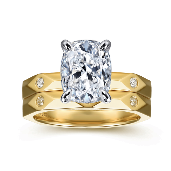 Deya - 14K White-Yellow Gold Elongated Cushion Diamond Engagement Ring Image 4 Mees Jewelry Chillicothe, OH
