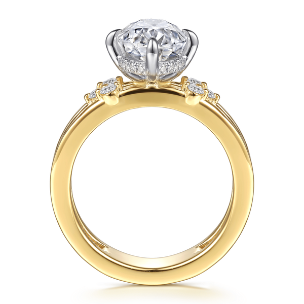 Editta - 14K White-Yellow Gold Compass Prong Oval Diamond Engagement Ring Image 2 Mees Jewelry Chillicothe, OH