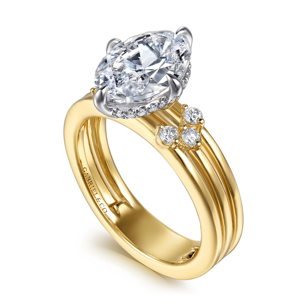 Editta - 14K White-Yellow Gold Compass Prong Oval Diamond Engagement Ring Image 3 Mees Jewelry Chillicothe, OH