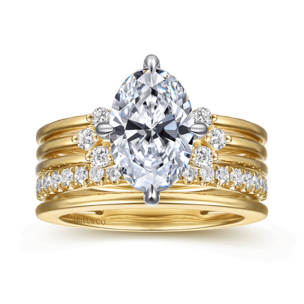 Editta - 14K White-Yellow Gold Compass Prong Oval Diamond Engagement Ring Image 4 Mees Jewelry Chillicothe, OH