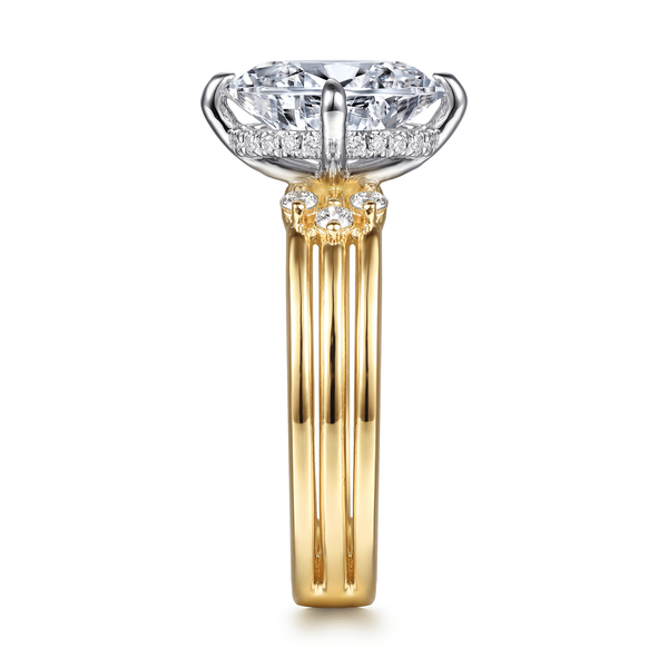 Editta - 14K White-Yellow Gold Compass Prong Oval Diamond Engagement Ring Image 5 Mees Jewelry Chillicothe, OH