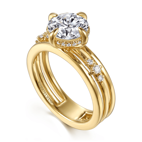 Everlasting - 14K Yellow Gold Compass Prong Round Diamond Engagement Ring Image 3 Mees Jewelry Chillicothe, OH