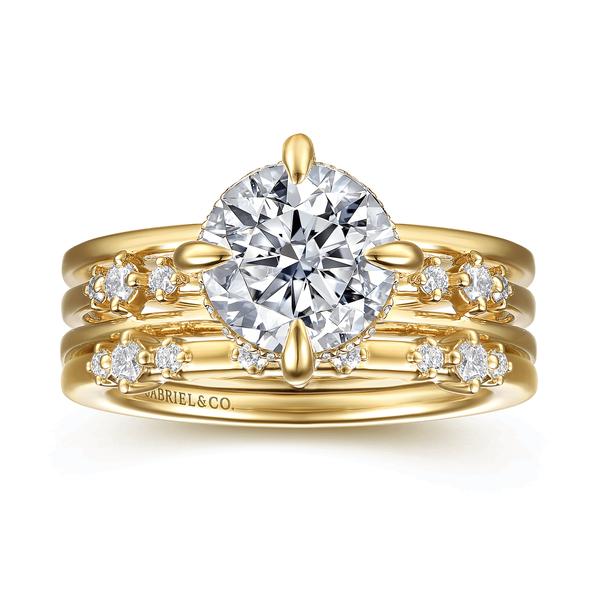Everlasting - 14K Yellow Gold Compass Prong Round Diamond Engagement Ring Image 4 Mees Jewelry Chillicothe, OH