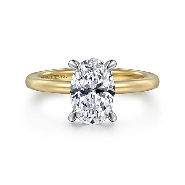 Cari - 14K White-Yellow Gold Hidden Halo Oval Diamond Engagement Ring Mees Jewelry Chillicothe, OH