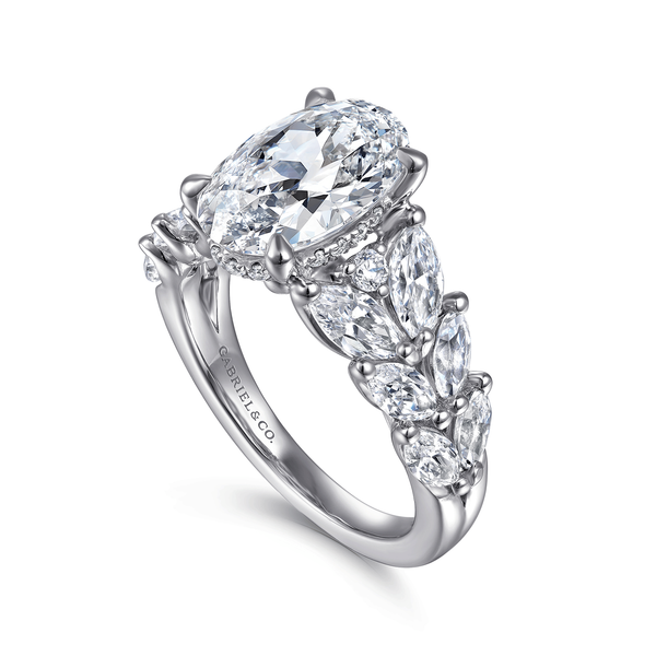 Cayte - 14K White Gold Floral Oval Diamond Engagement Ring Image 3 Mees Jewelry Chillicothe, OH