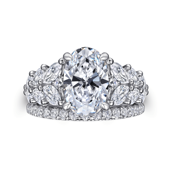 Cayte - 14K White Gold Floral Oval Diamond Engagement Ring Image 4 Mees Jewelry Chillicothe, OH