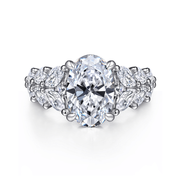 Cayte - 14K White Gold Floral Oval Diamond Engagement Ring Mees Jewelry Chillicothe, OH