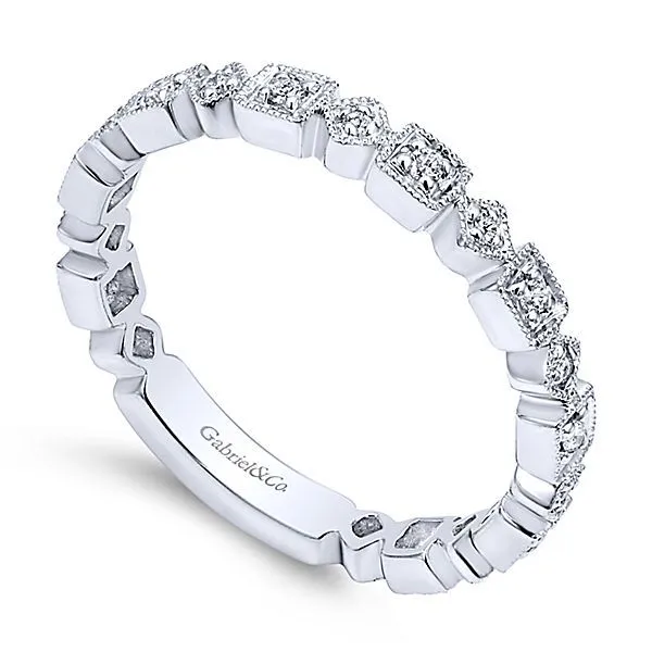 14K White Gold Geometric Diamond Stackable Ring Image 2 Mees Jewelry Chillicothe, OH