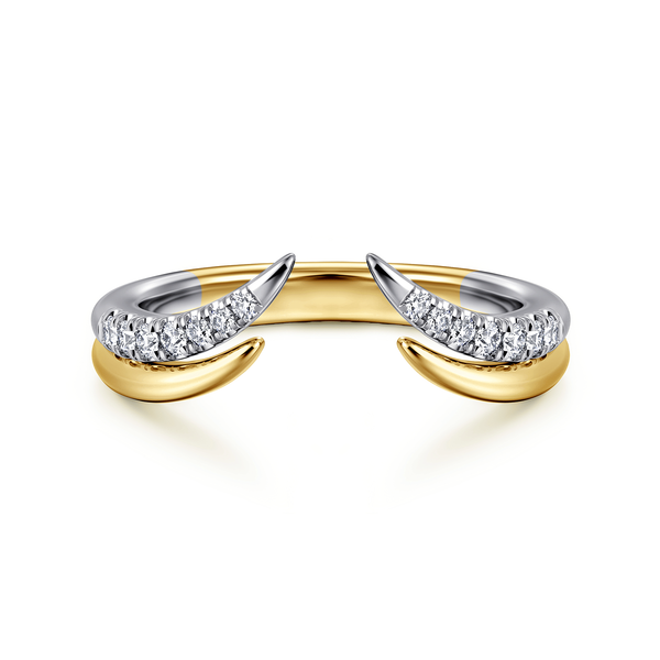 Curved 14K White-Yellow Gold U Setting Diamond Open Anniversary Band - 0.15 ct Mees Jewelry Chillicothe, OH