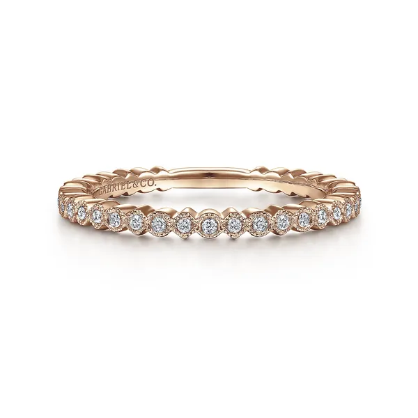 14K Rose Gold Scalloped Stackable Diamond Band Mees Jewelry Chillicothe, OH
