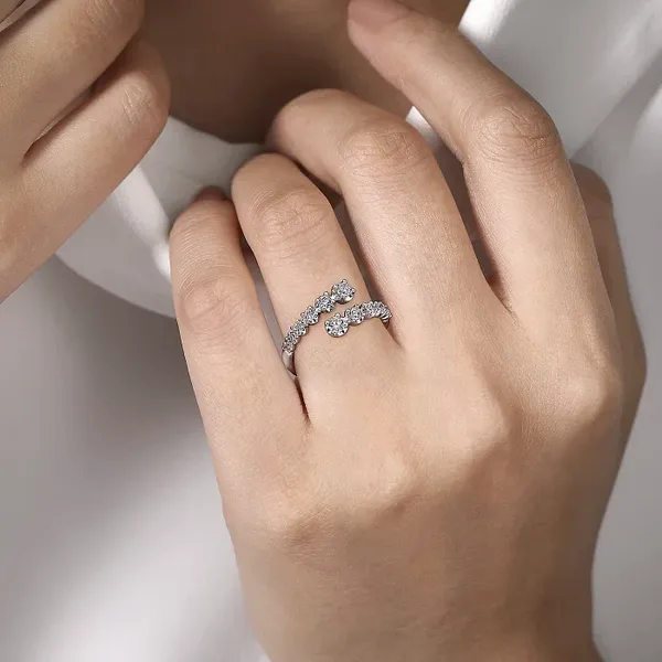 14K White Gold Diamond Bypass Ring Image 3 Mees Jewelry Chillicothe, OH