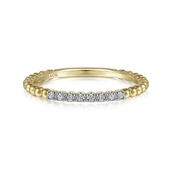 14K Yellow Gold Bujukan Bead and Diamond Stackable Ring Mees Jewelry Chillicothe, OH