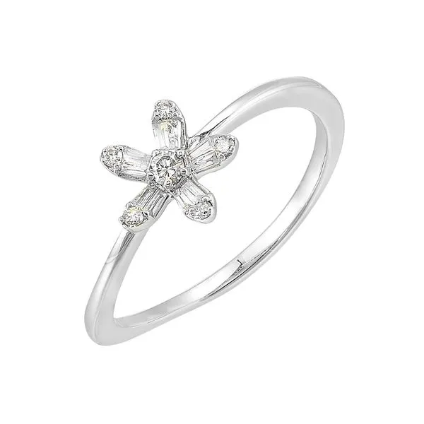 10kt White Gold Diamond Flower Ring Image 2 Mees Jewelry Chillicothe, OH