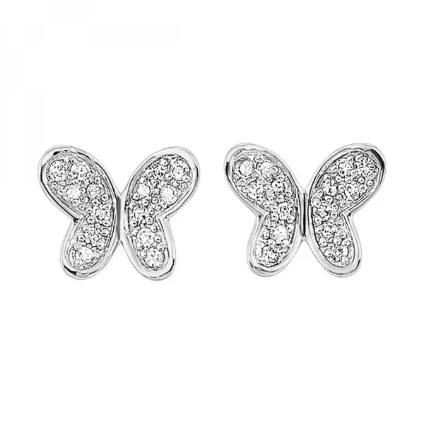 10KT White Gold 0.06ctw Diamond Butterfly Earrings Mees Jewelry Chillicothe, OH